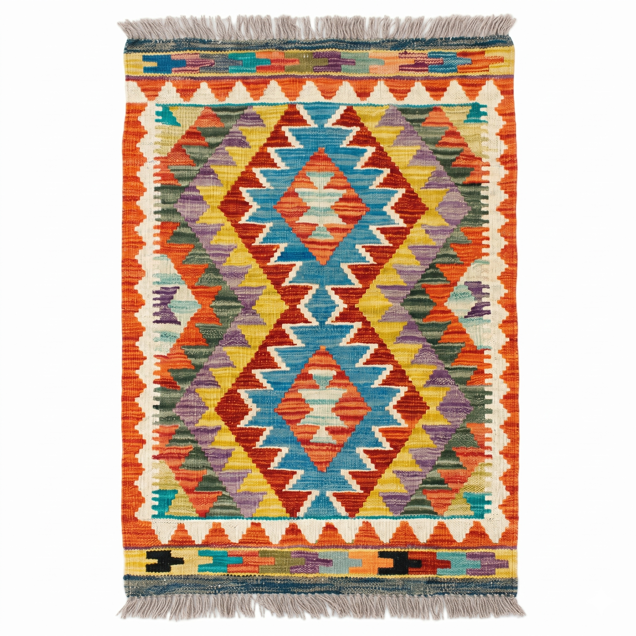 Handmade Afghan Chobi Kilim Rug 90x60 cm KAS#714