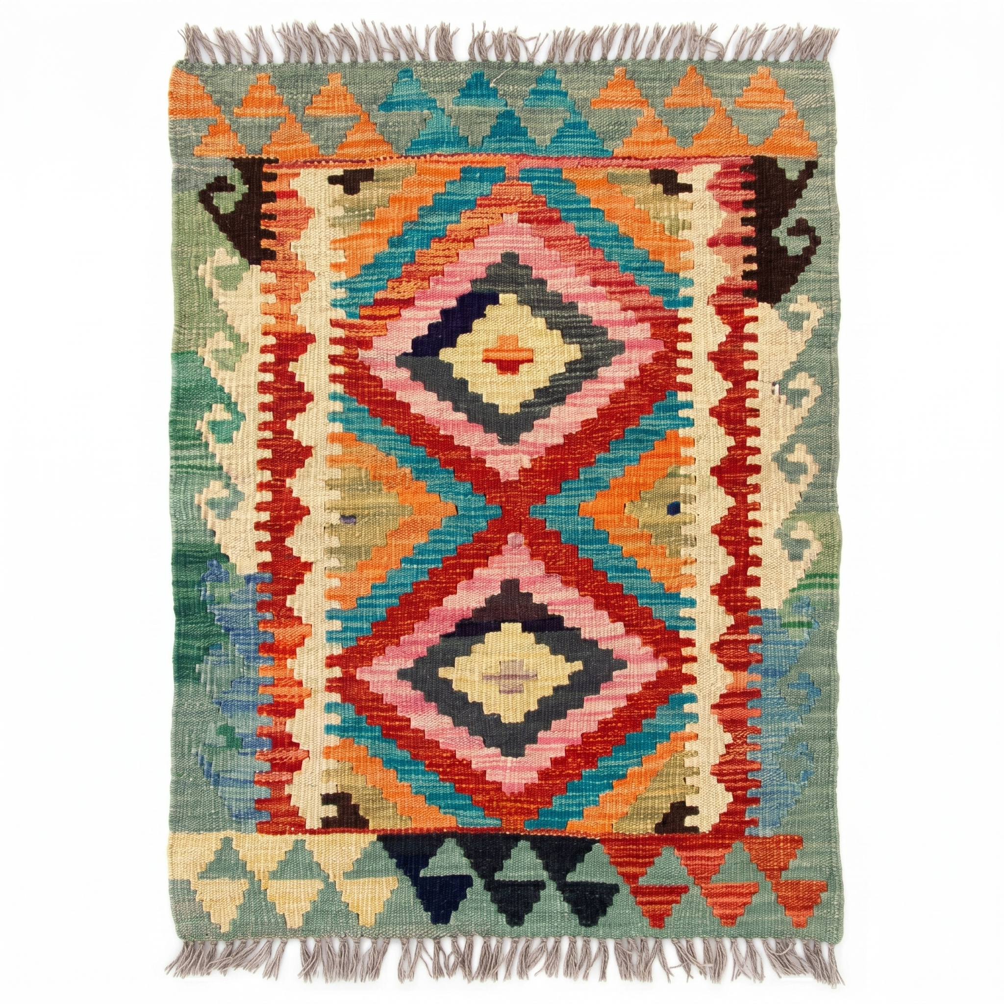 Handmade Afghan Chobi Kilim Rug 95x62 cm KAS#716