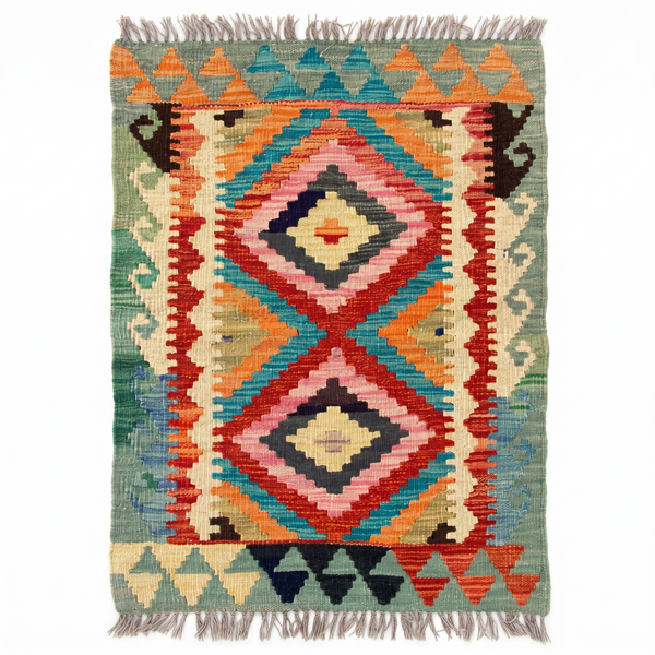 Handmade Afghan Chobi Kilim Rug 95x62 cm KAS#716