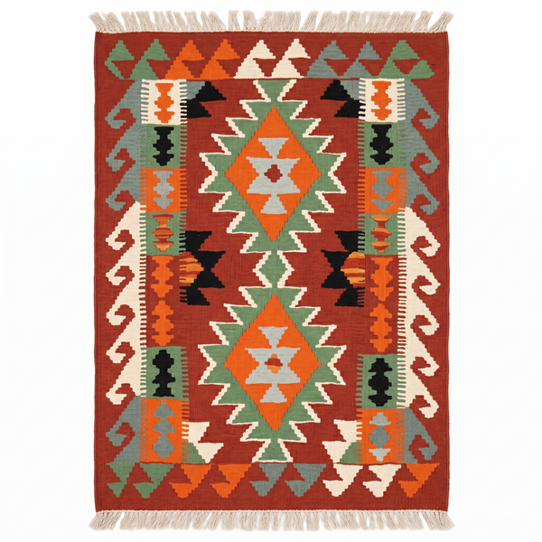 Handmade Afghan Chobi Kilim Rug 88x67 cm KAS#717
