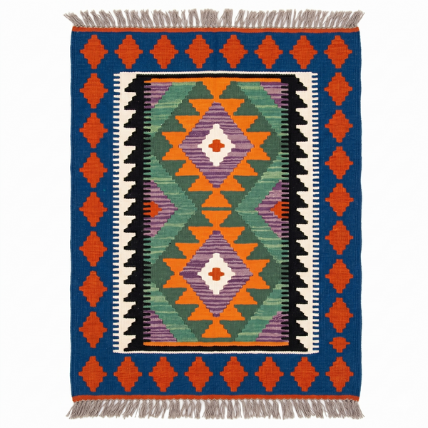 Handmade Afghan Chobi Kilim Rug 77x57 cm KAS#718