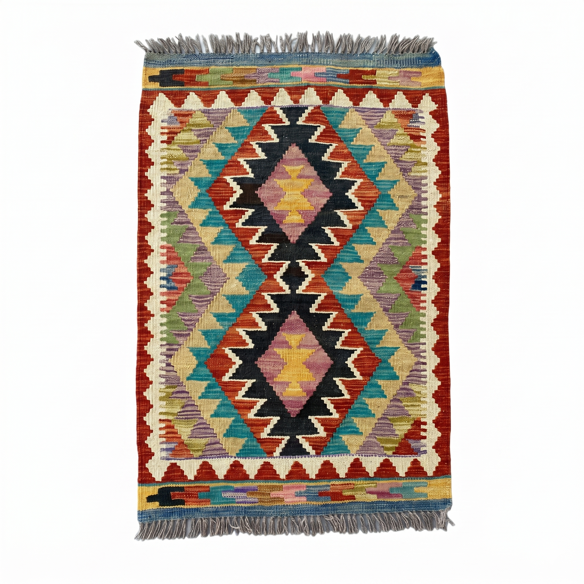 Handmade Afghan Chobi Kilim Rug 88x60 cm KAS#719