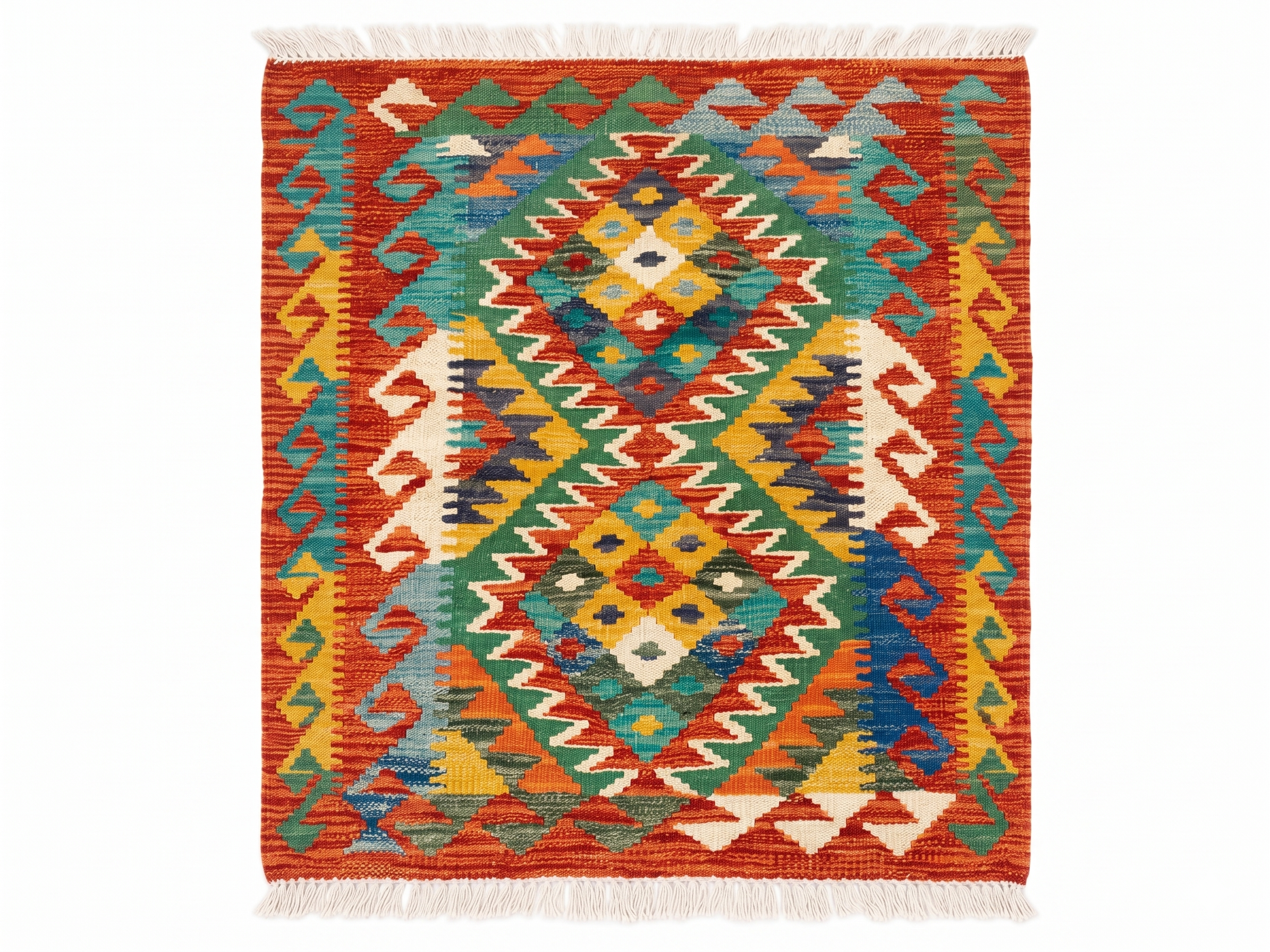 Handmade Afghan Chobi Kilim Rug 90x63 cm KAS#720