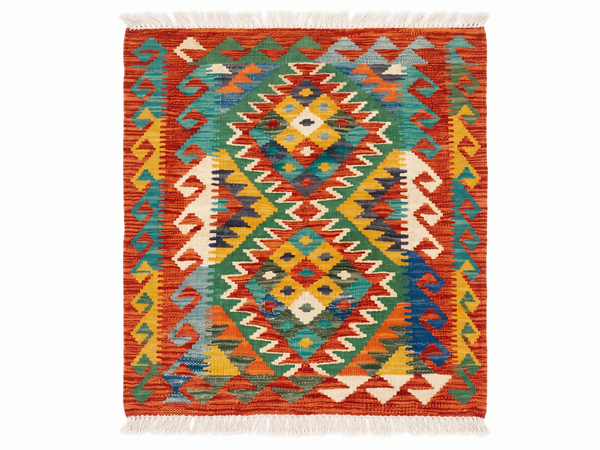Handmade Afghan Chobi Kilim Rug 90x63 cm KAS#720