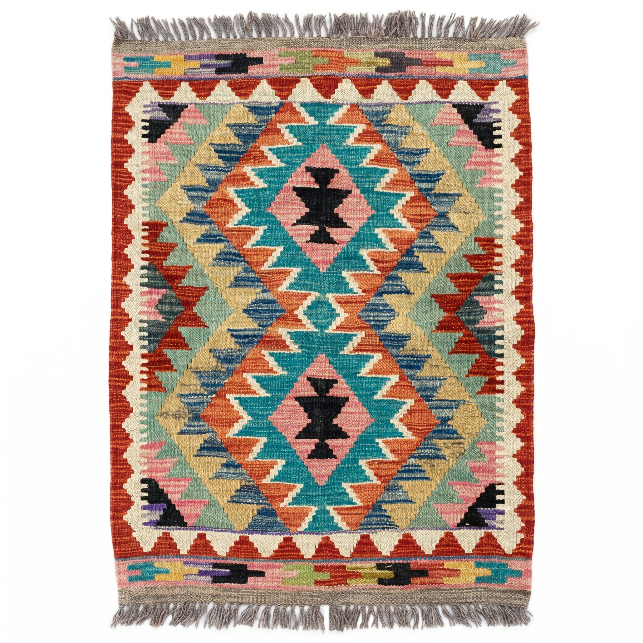 Handmade Afghan Chobi Kilim Rug 88x59 cm KAS#721