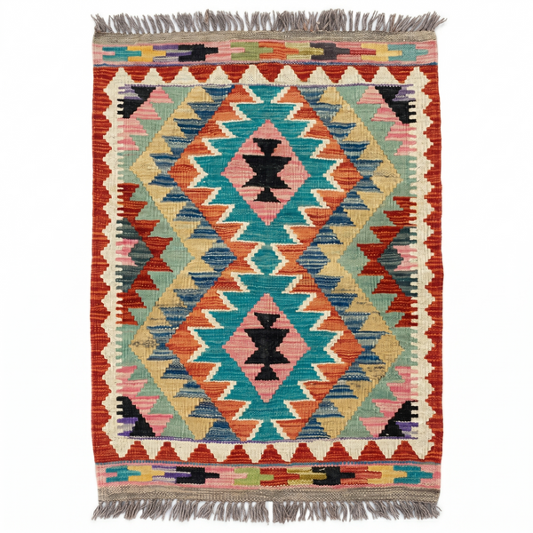 Handmade Afghan Chobi Kilim Rug 88x59 cm KAS#721