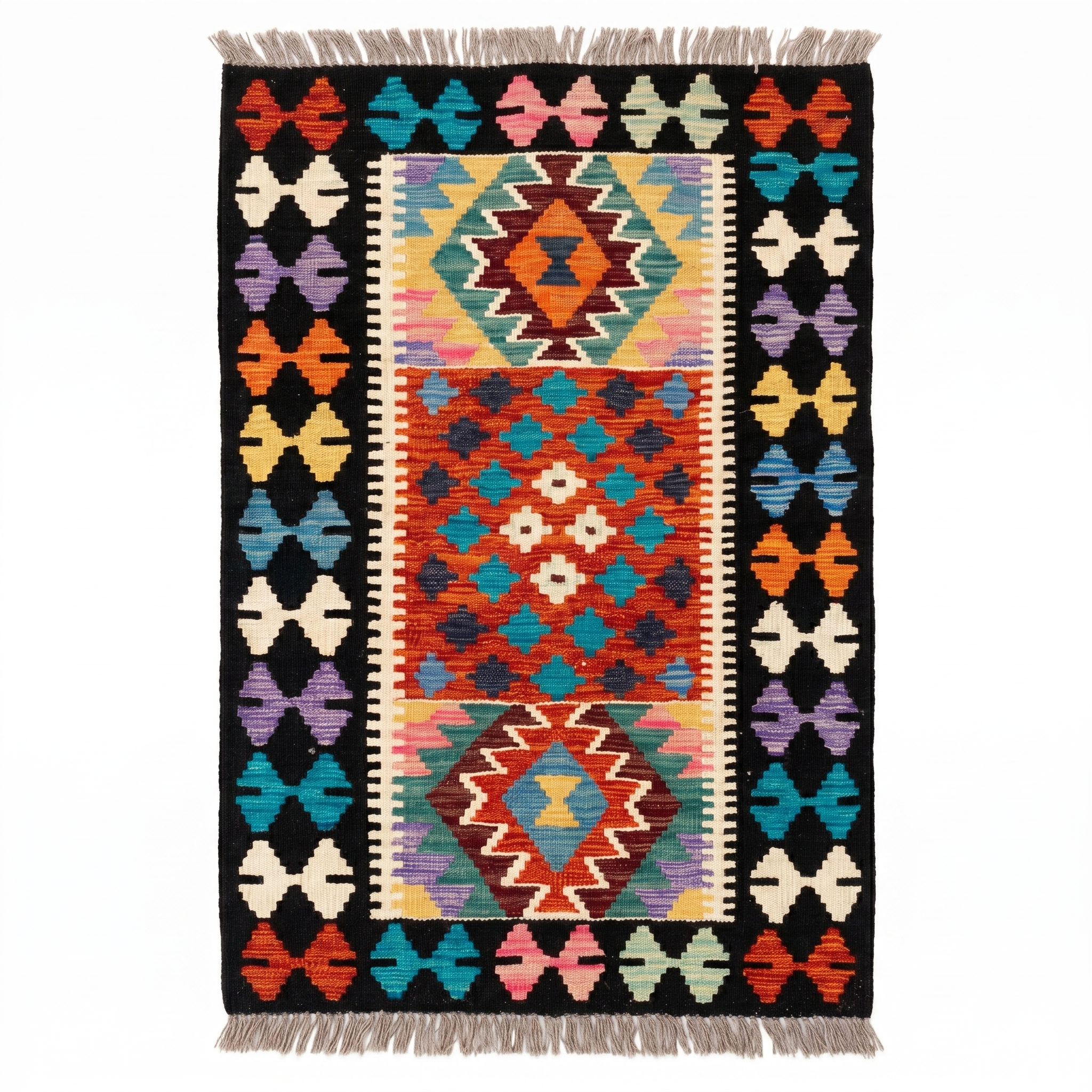Handmade Afghan Chobi Kilim Rug 123x79 cm KAS#723