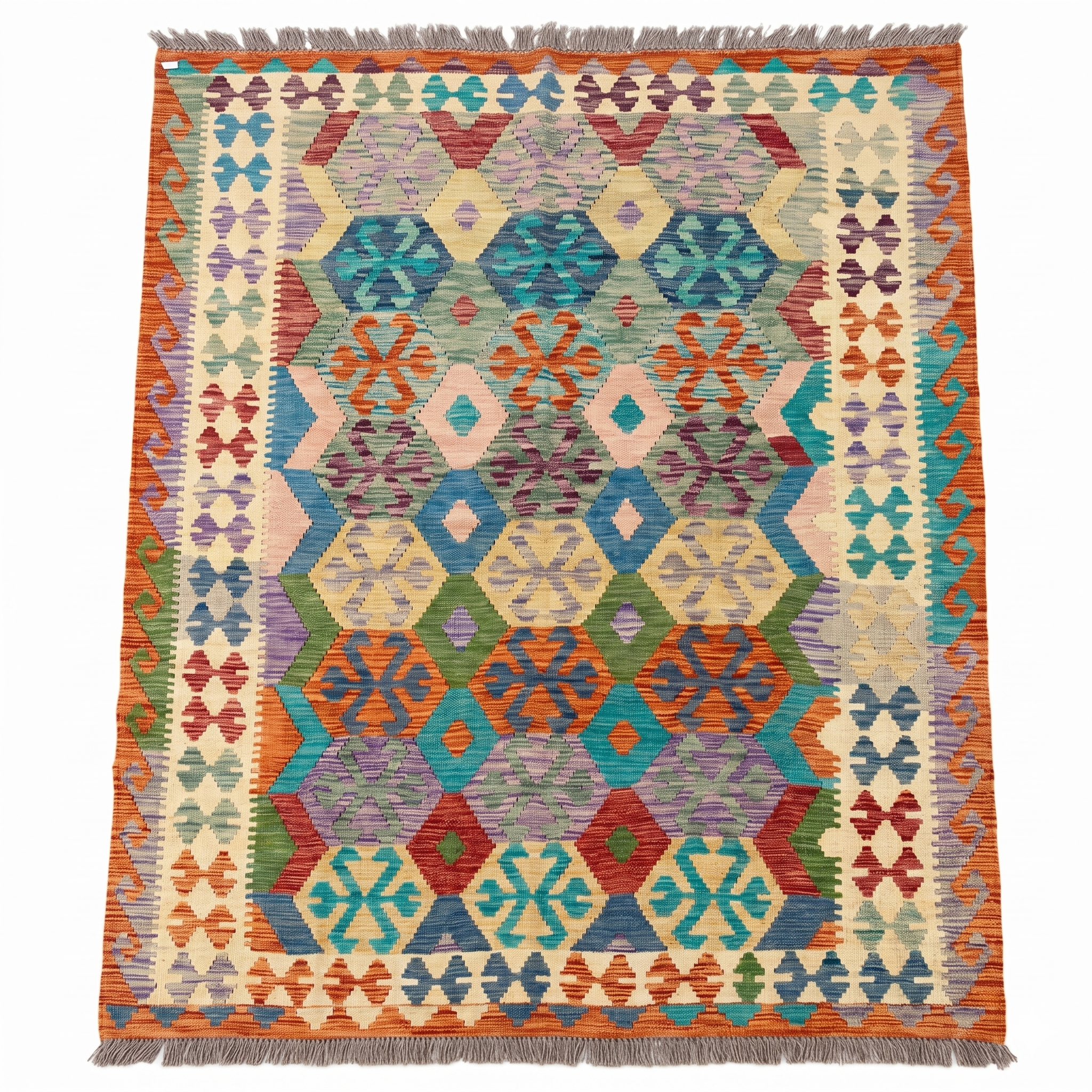 Handmade Afghan Chobi Kilim Rug 241x187 cm KAS#741