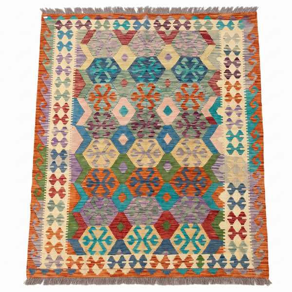 Handmade Afghan Chobi Kilim Rug 241x187 cm KAS#741