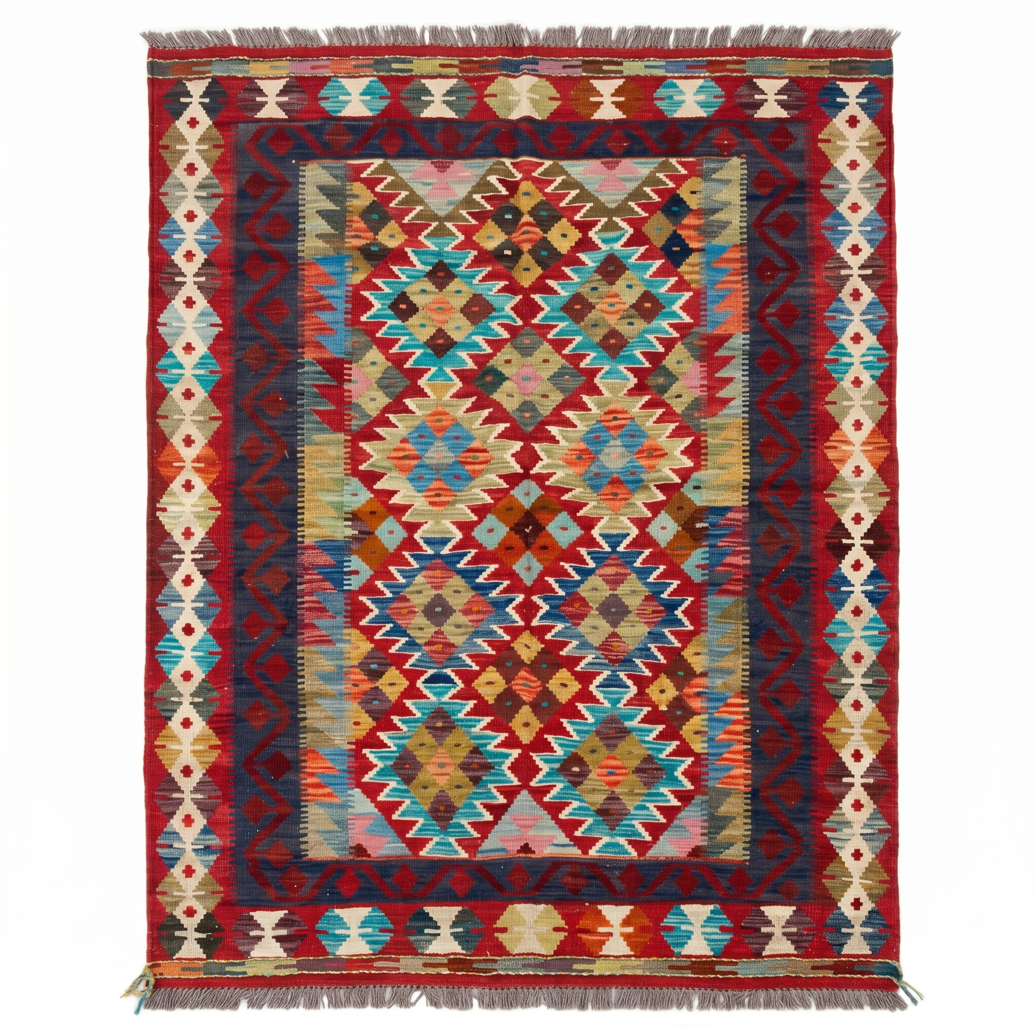 Handmade Afghan Chobi Kilim Rug 206x147 cm KAS#743