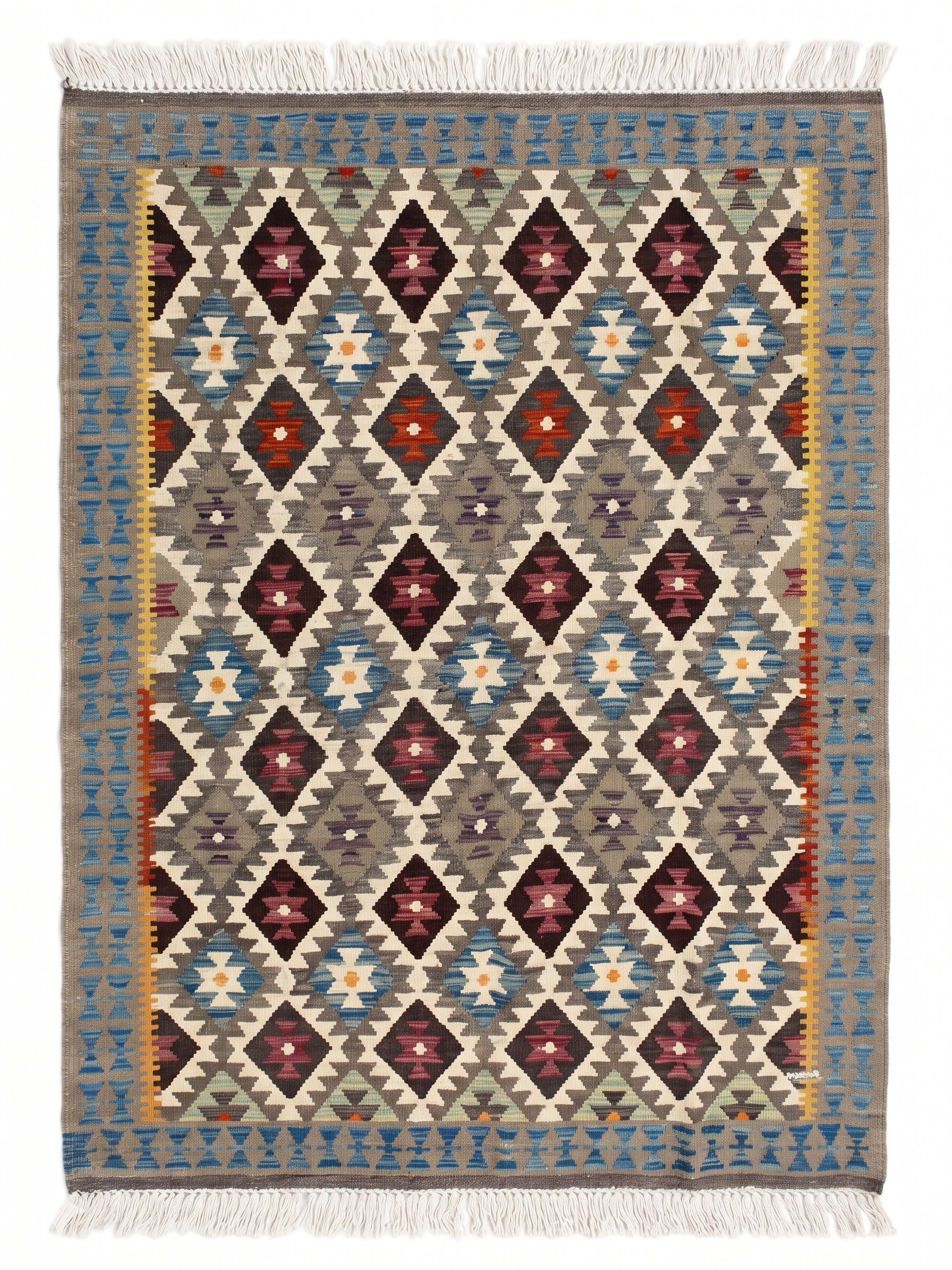 Handmade Afghan Chobi Kilim Rug 221x166 cm KAS#745