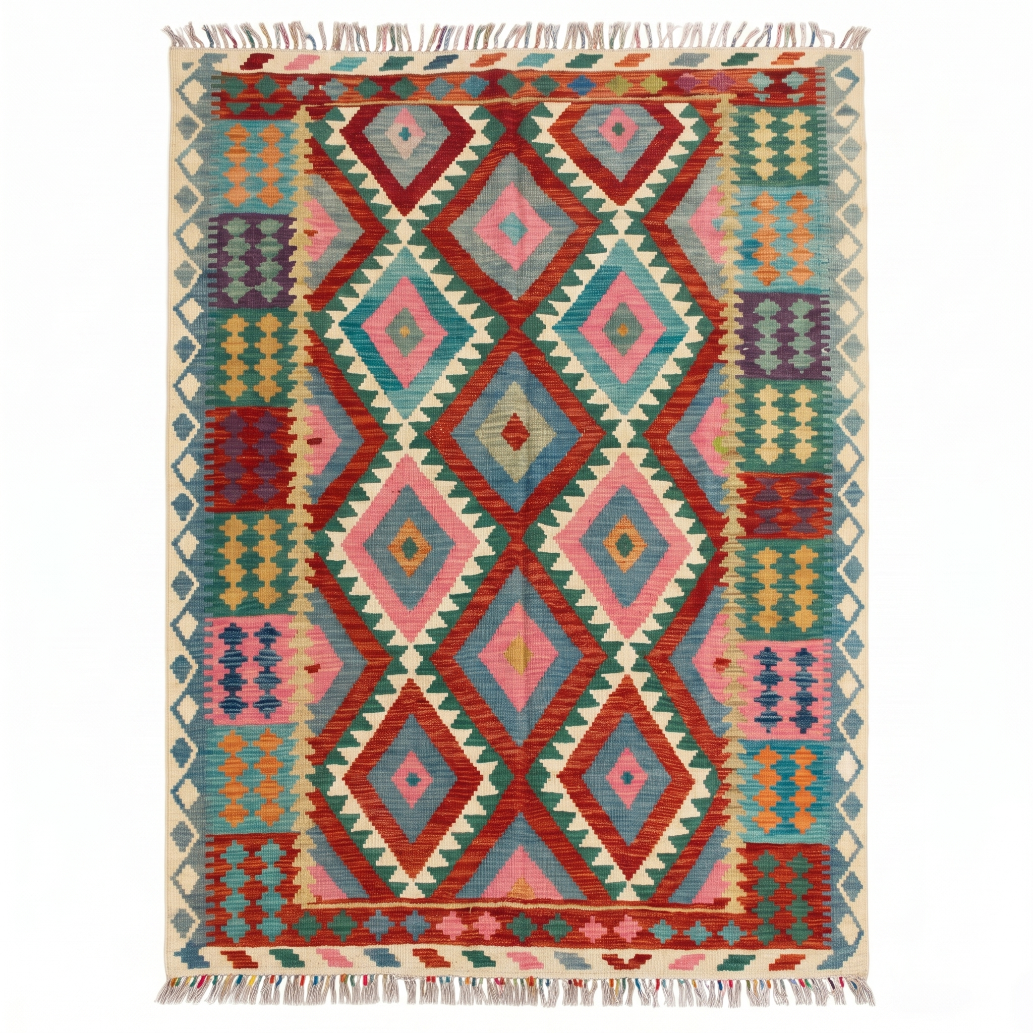 Handmade Afghan Chobi Kilim Rug 195x155 cm KAS#747