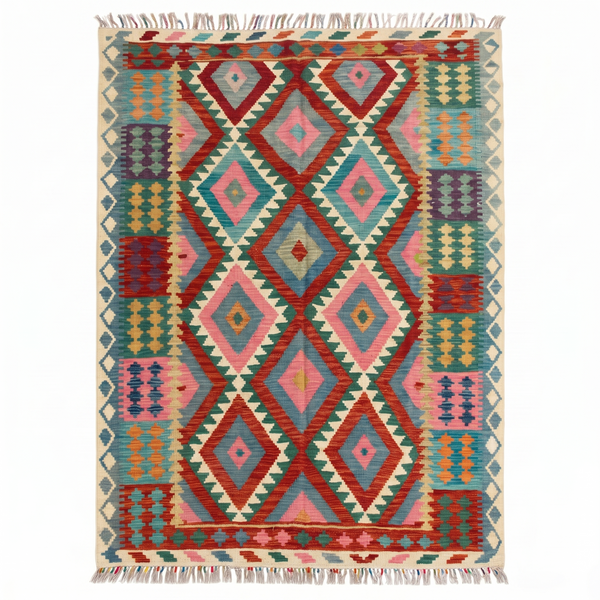 Handmade Afghan Chobi Kilim Rug 195x155 cm KAS#747