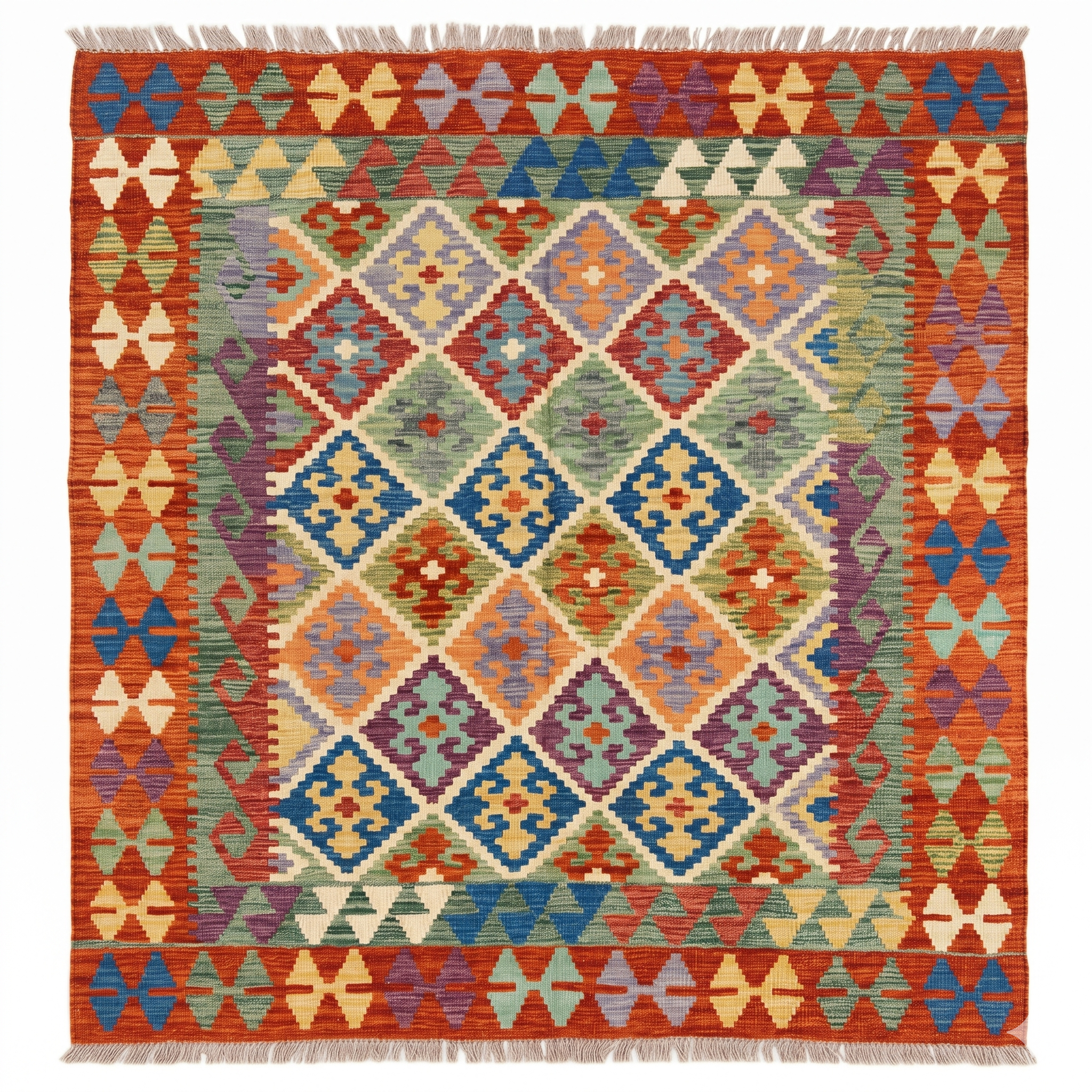 Handmade Afghan Chobi Kilim Rug 231x173 cm KAS#748