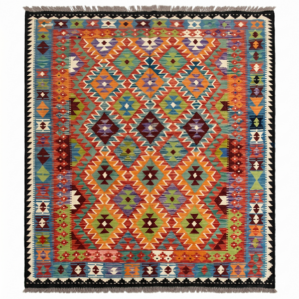 Handmade Afghan Chobi Kilim Rug 246x171 cm KAS#753