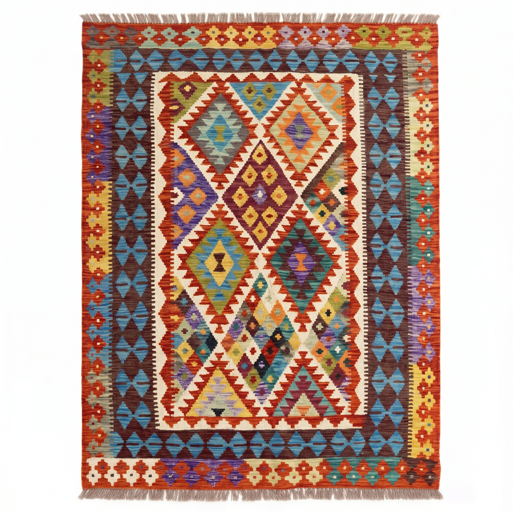 Handmade Afghan Chobi Kilim Rug 194x152 cm KAS#757