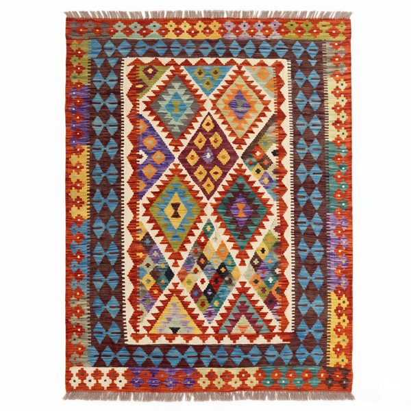 Handmade Afghan Chobi Kilim Rug 194x152 cm KAS#757