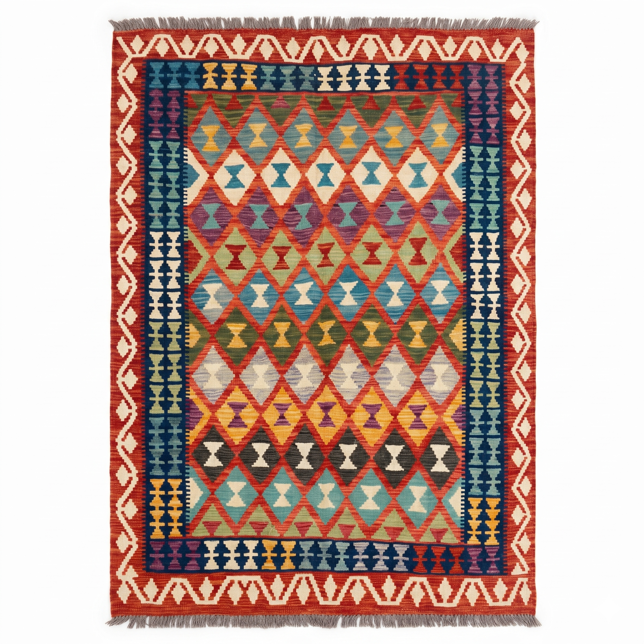 Handmade Afghan Chobi Kilim Rug 198x151 cm KAS#758