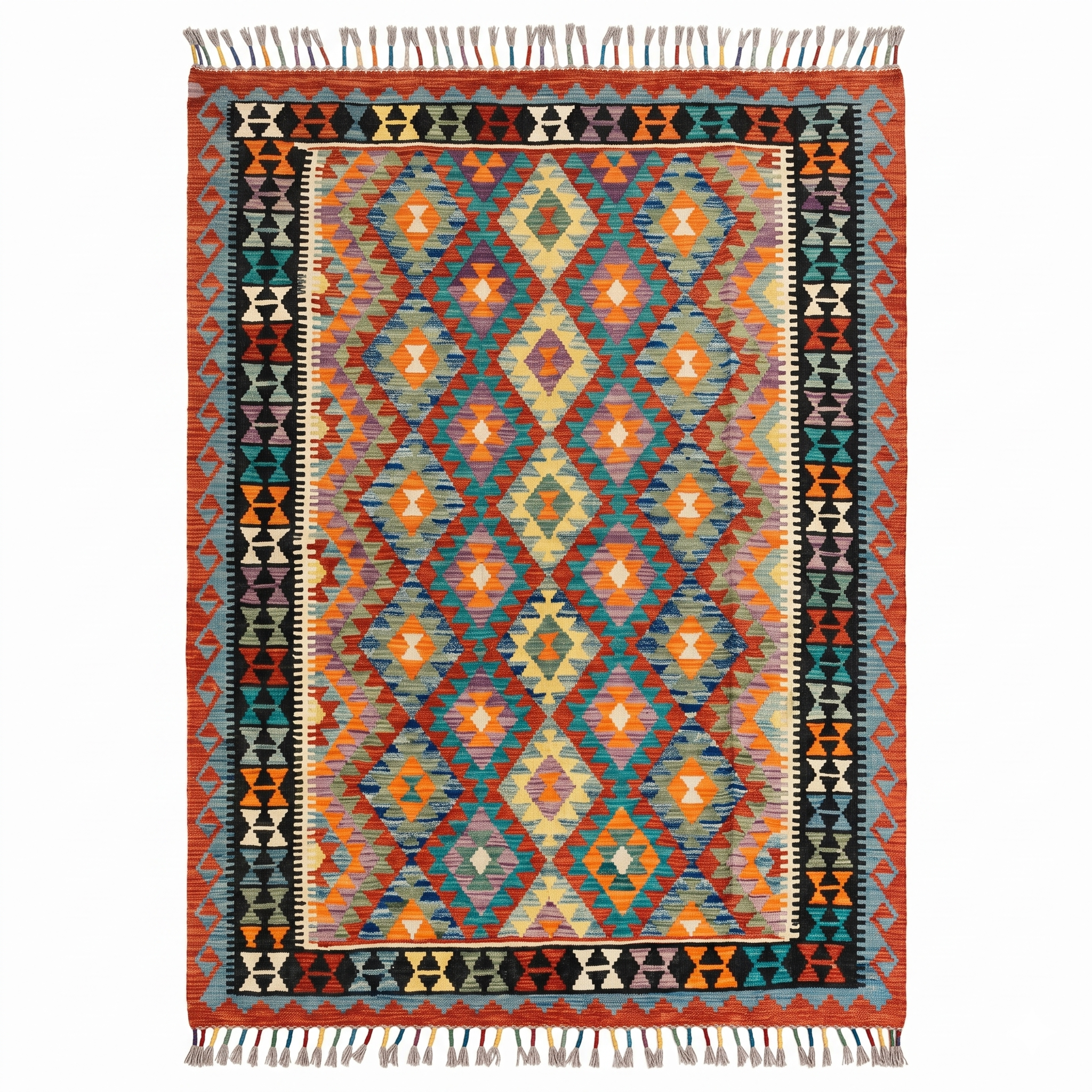 Handmade Afghan Chobi Kilim Rug 242x182 cm KAS#759