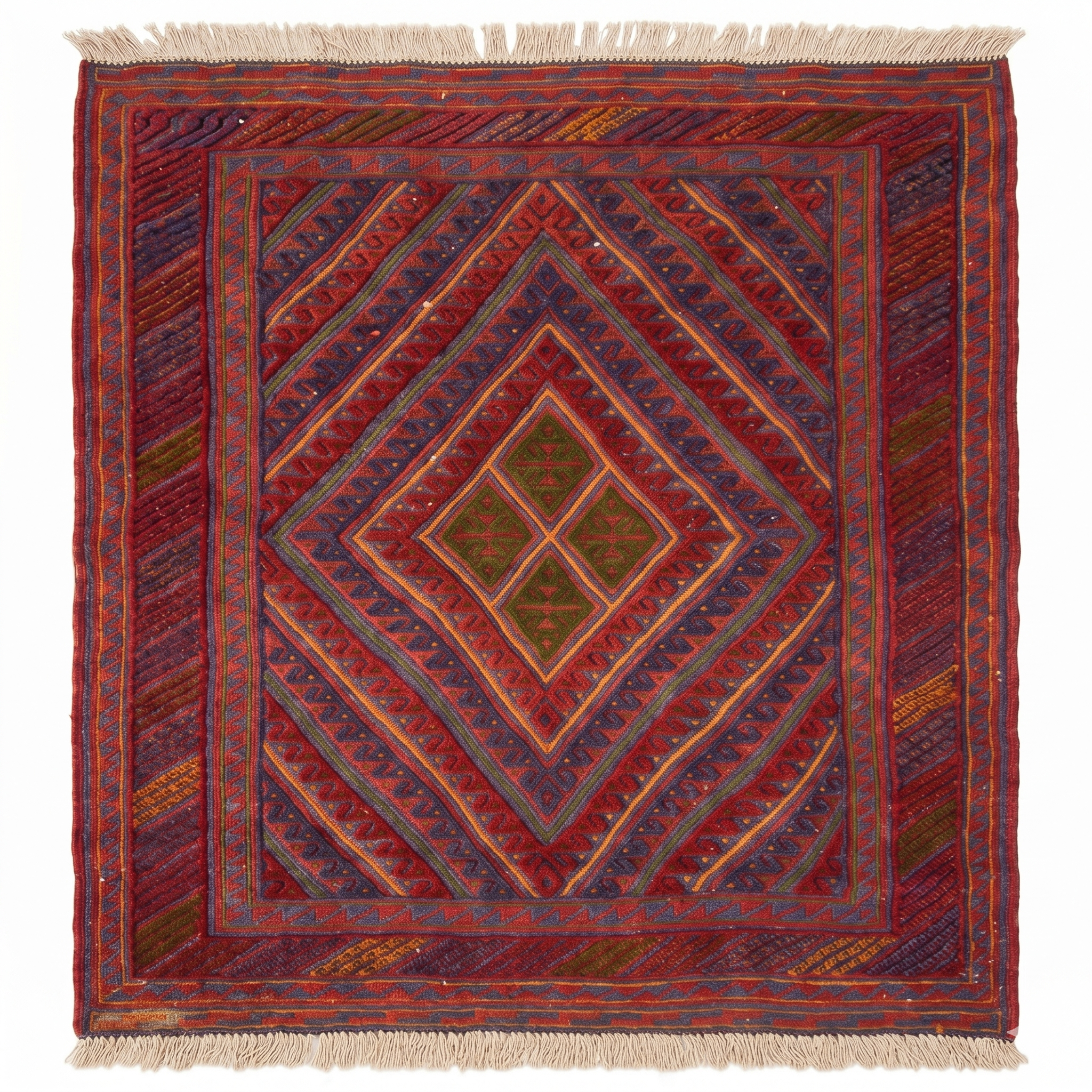Handmade Afghan Tribal Meshwani Rug 132x110 cm KAS#781