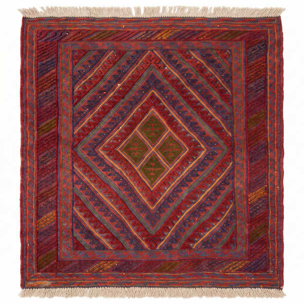 Handmade Afghan Tribal Meshwani Rug 132x110 cm KAS#781