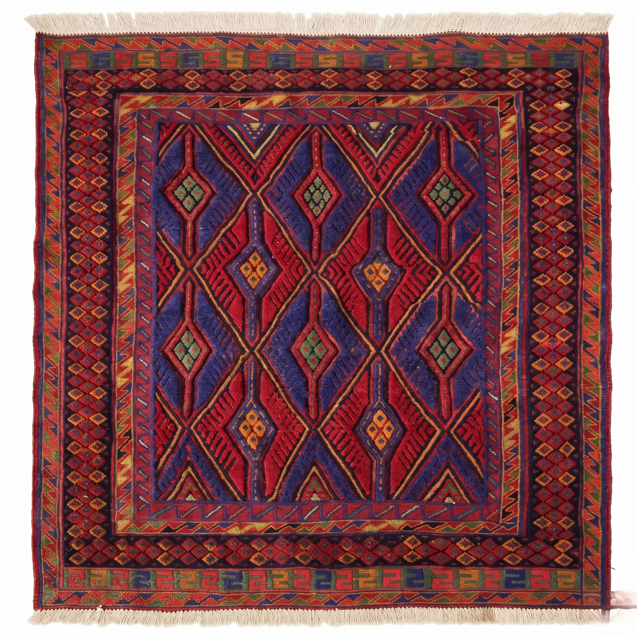 Handmade Afghan Tribal Meshwani Rug 139x125 cm KAS#782