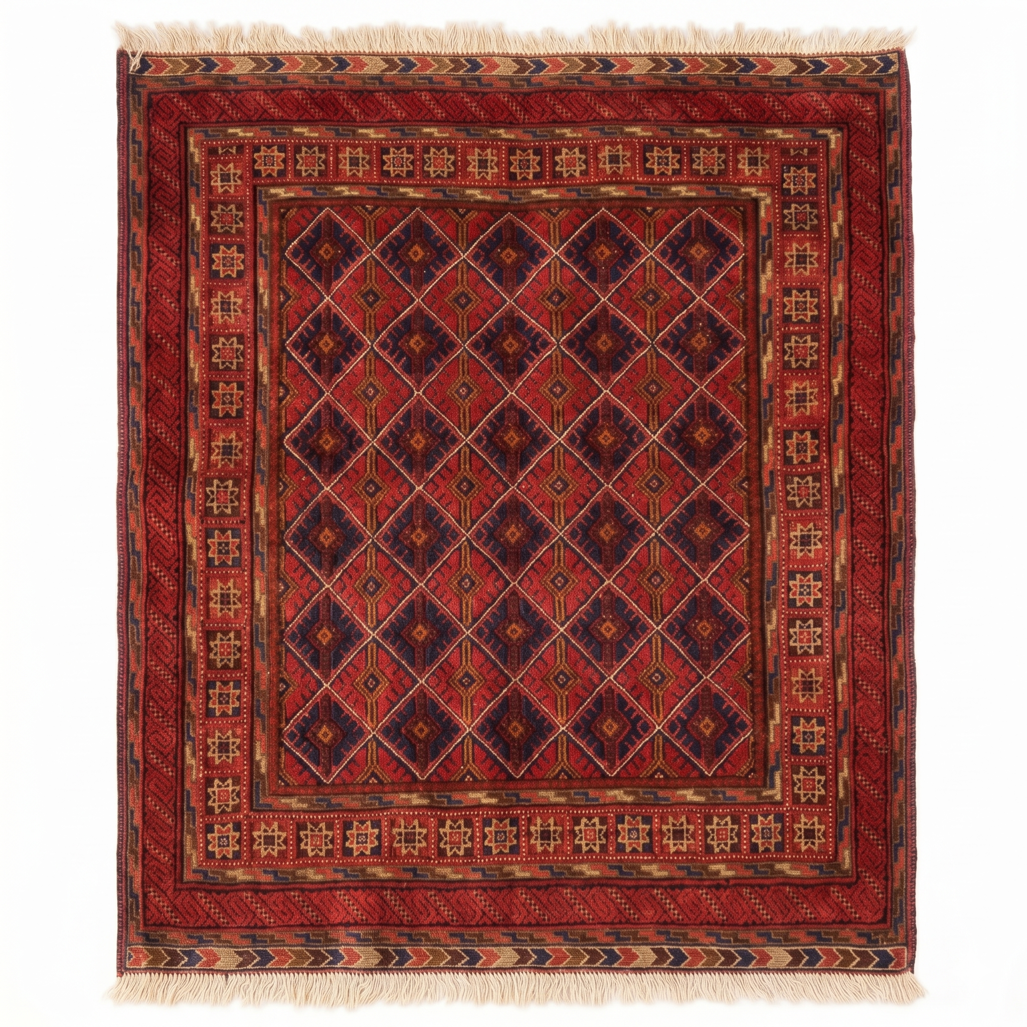 Handmade Afghan Tribal Meshwani Rug 112x106 cm KAS#786