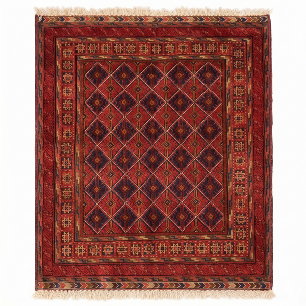 Handmade Afghan Tribal Meshwani Rug 112x106 cm KAS#786