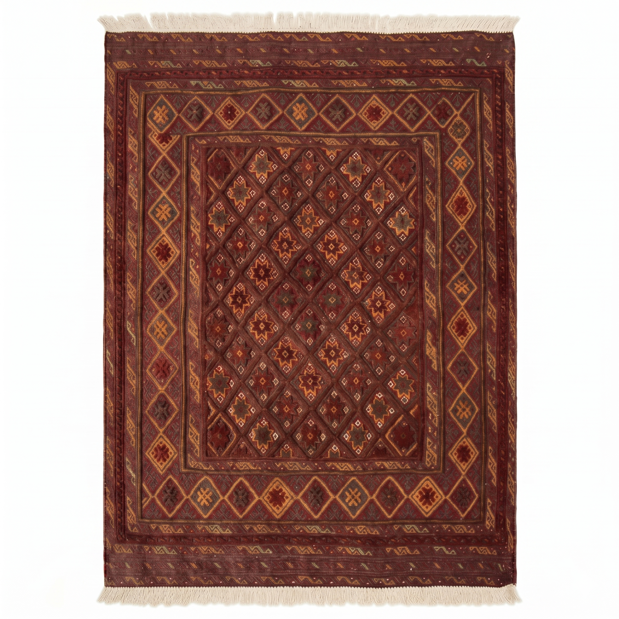 Handmade Afghan Tribal Meshwani Rug 129x115 cm KAS#788