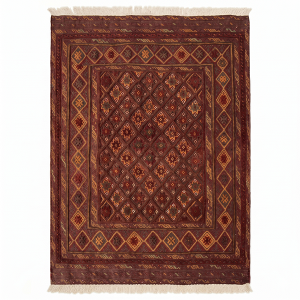 Handmade Afghan Tribal Meshwani Rug 129x115 cm KAS#788