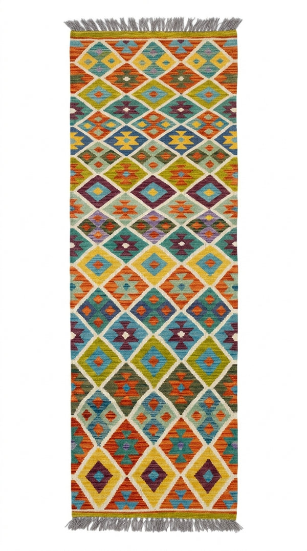 Handmade Afghan Chobi Kilim Runner Rug 386x76 cm KAS#817