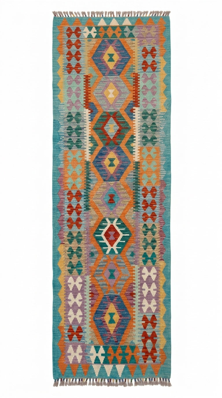 Handmade Afghan Chobi Kilim Runner Rug 480x86 cm KAS#818
