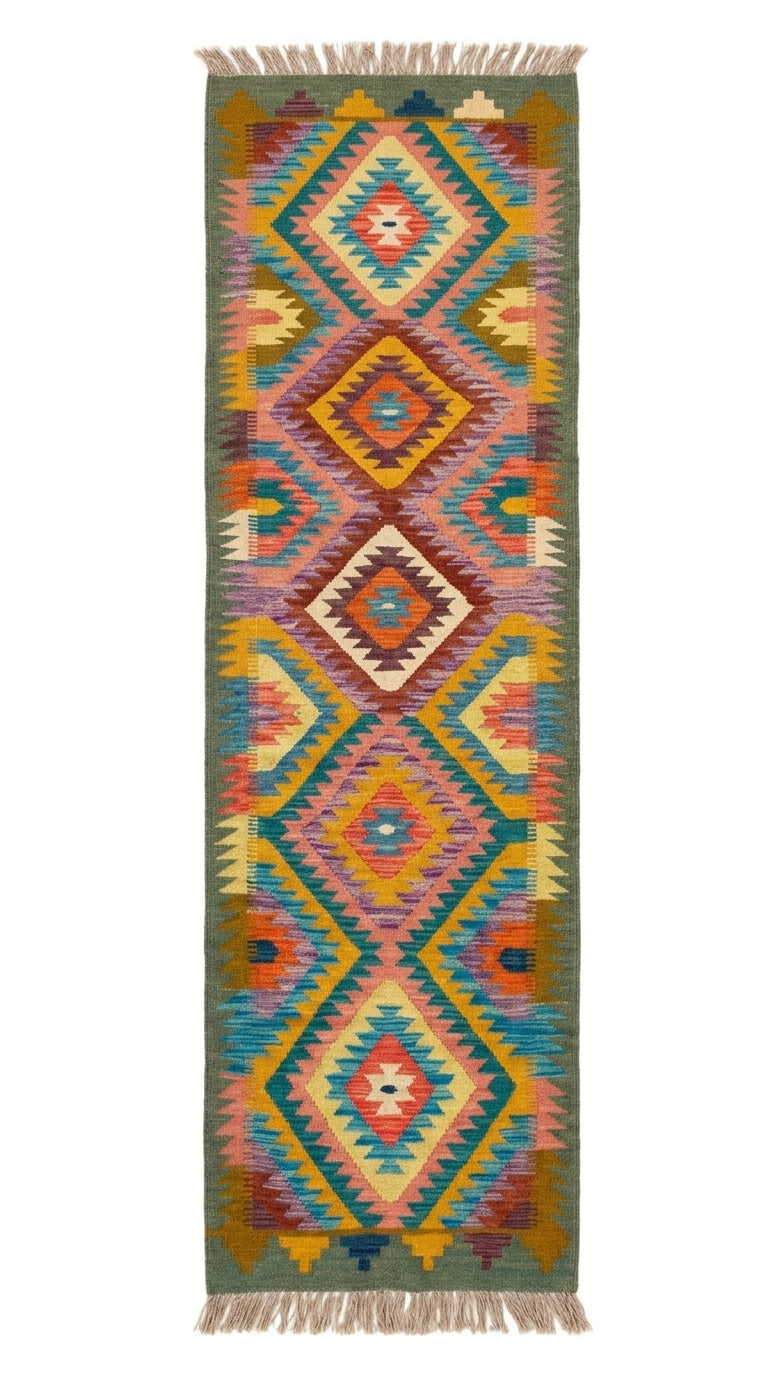 Handmade Afghan Chobi Kilim Runner Rug 491x81 cm KAS#821