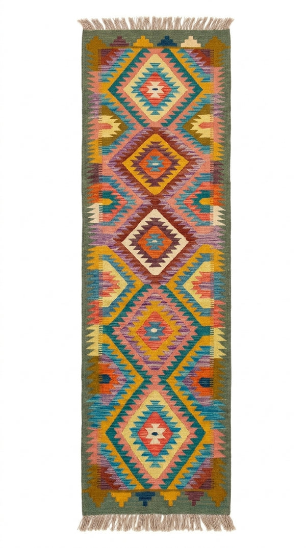 Handmade Afghan Chobi Kilim Runner Rug 491x81 cm KAS#821