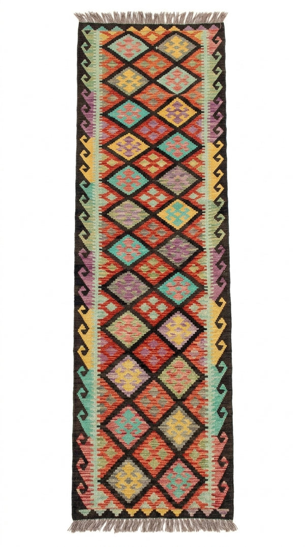Handmade Afghan Chobi Kilim Runner Rug 396x82 cm KAS#822