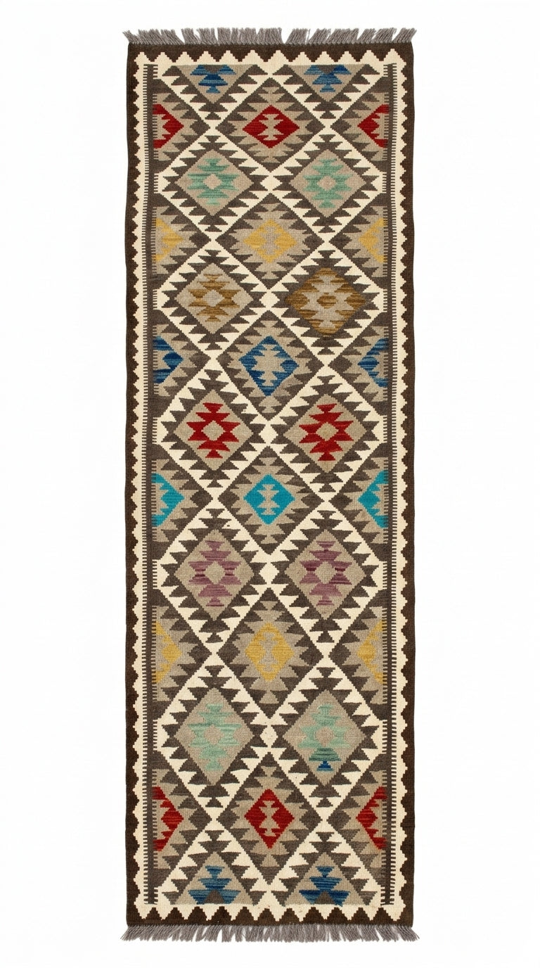Handmade Flat Weave  Kilim Hallway Runner Rug 315CM x 82CM KA#17