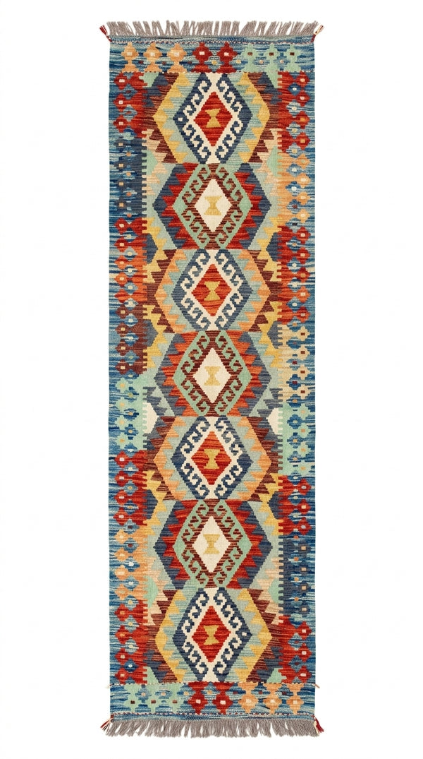 Handmade Flat Weave  Kilim Hallway Runner Rug 292CM x 77CM KA#20
