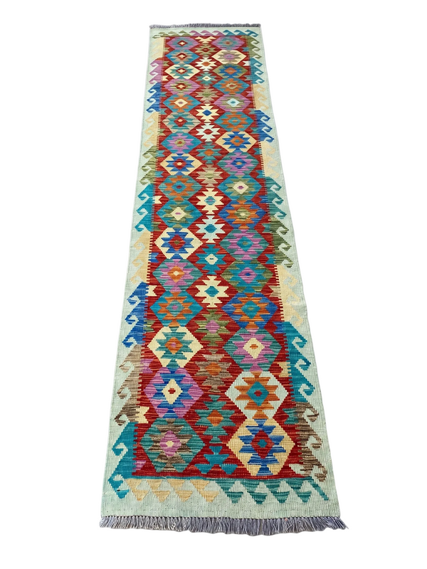 Handmade Flat Weave  Kilim Hallway Runner Rug 306 CM x 75 CM KA#33
