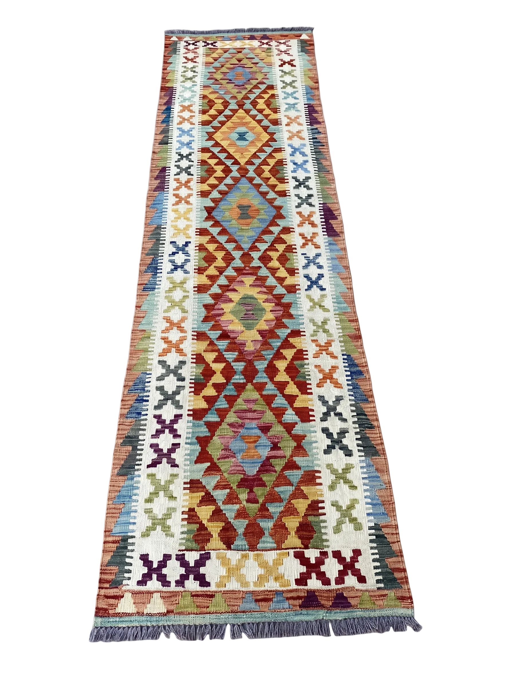 Handmade Flat Weave  Kilim Hallway Runner Rug 295 CM x 80 CM KA#40