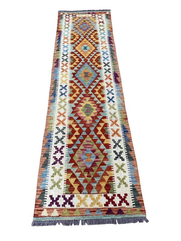 Handmade Flat Weave  Kilim Hallway Runner Rug 295 CM x 80 CM KA#40