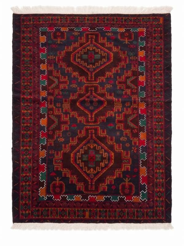 Handmade Afghan Traditional Balochi Rug 192 CM x 114 CM KSA#5041