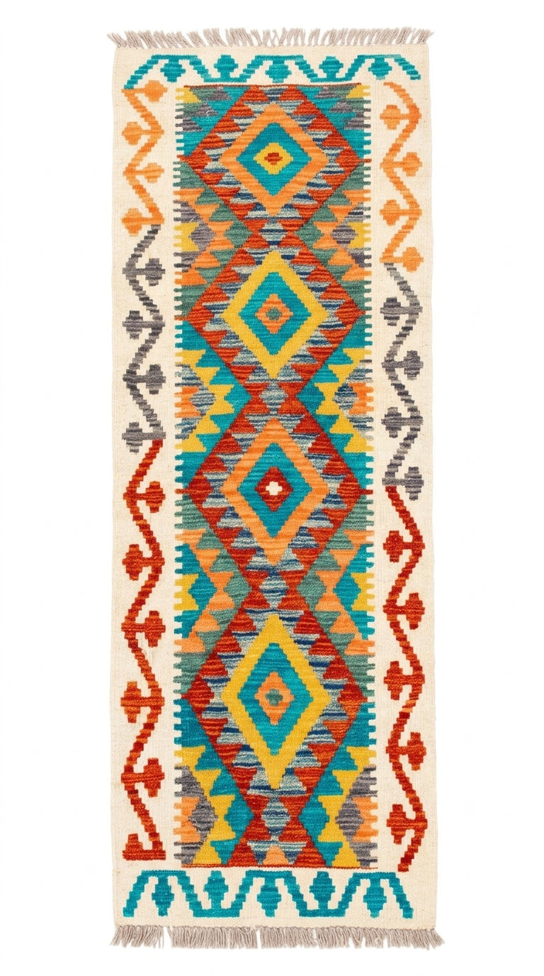 Handmade Chobi Kilim Runner Rug Size: 200 CM x 61 CM KSS#196