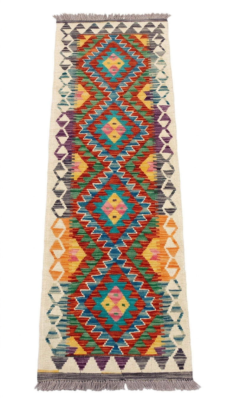 Handmade Chobi Kilim Runner Rug Size: 202 CM x 63 CM KSS #194