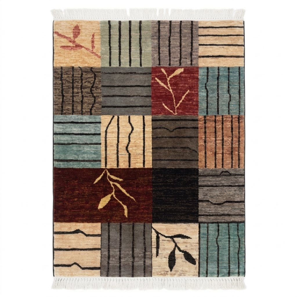 Hand Knotted Modern Wool Rug  145 CM x 99 CM KS#497