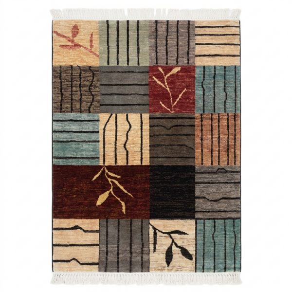 Hand Knotted Modern Wool Rug  145 CM x 99 CM KS#497