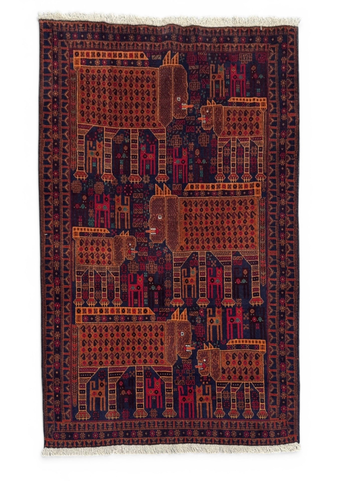 Handmade Traditional Afghan Pictorial Balochi Rug  187 CM x 124 CM SK#1408