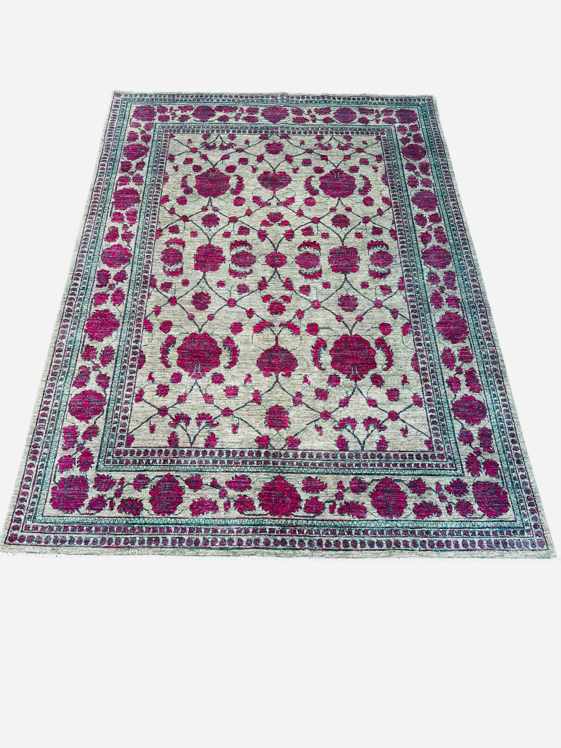 Hand-Knotted Kuchi Designed Rangarang Chobi Wool Rug 290 CM x 190 CM SK#2006