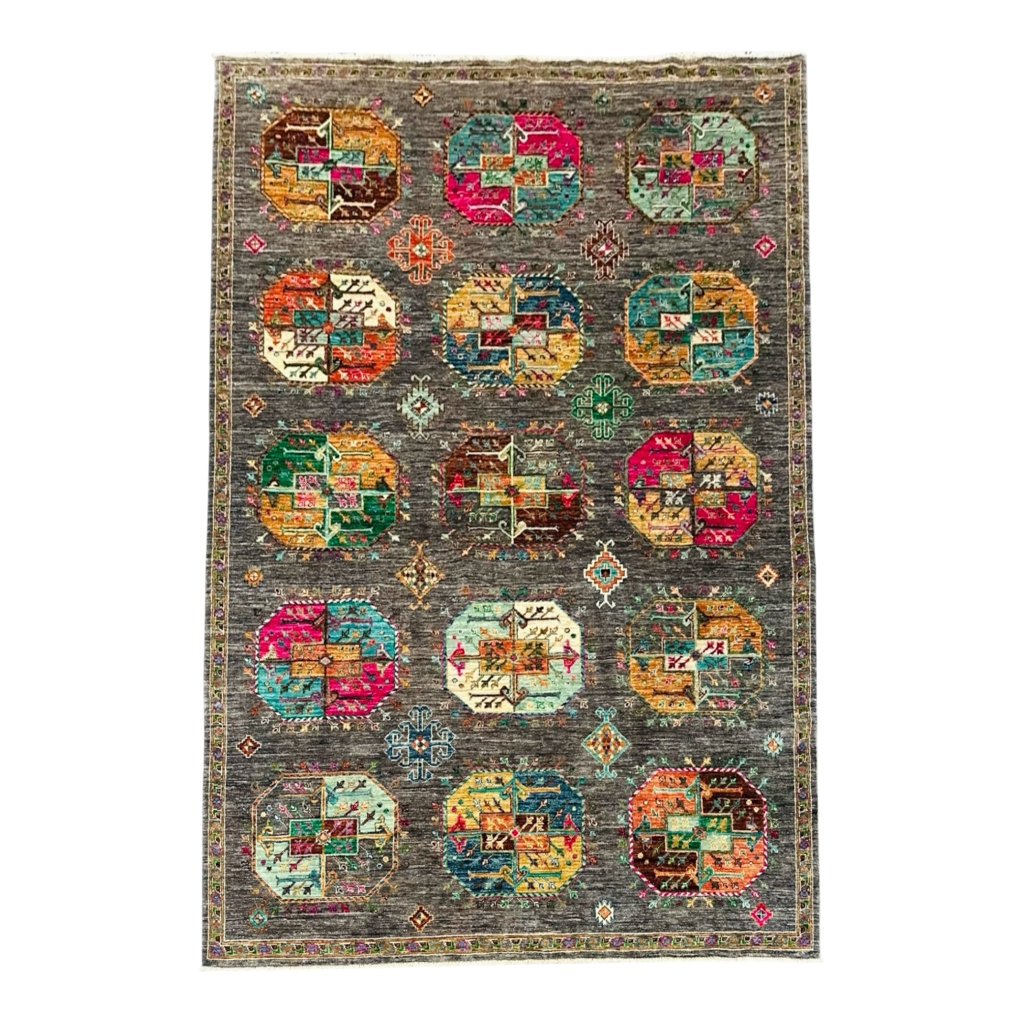 Hand-Knotted Afghan Chobi Wool Rug 244 CM x 177 CM SK#14591