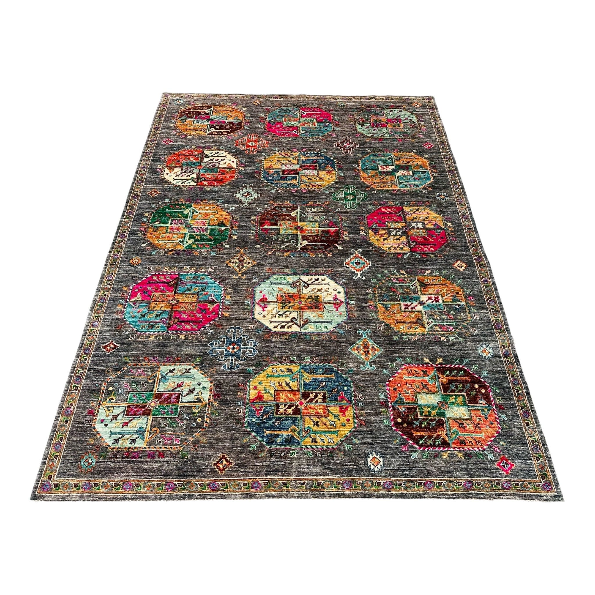 Hand-Knotted Afghan Chobi Wool Rug 244 CM x 177 CM SK#14591