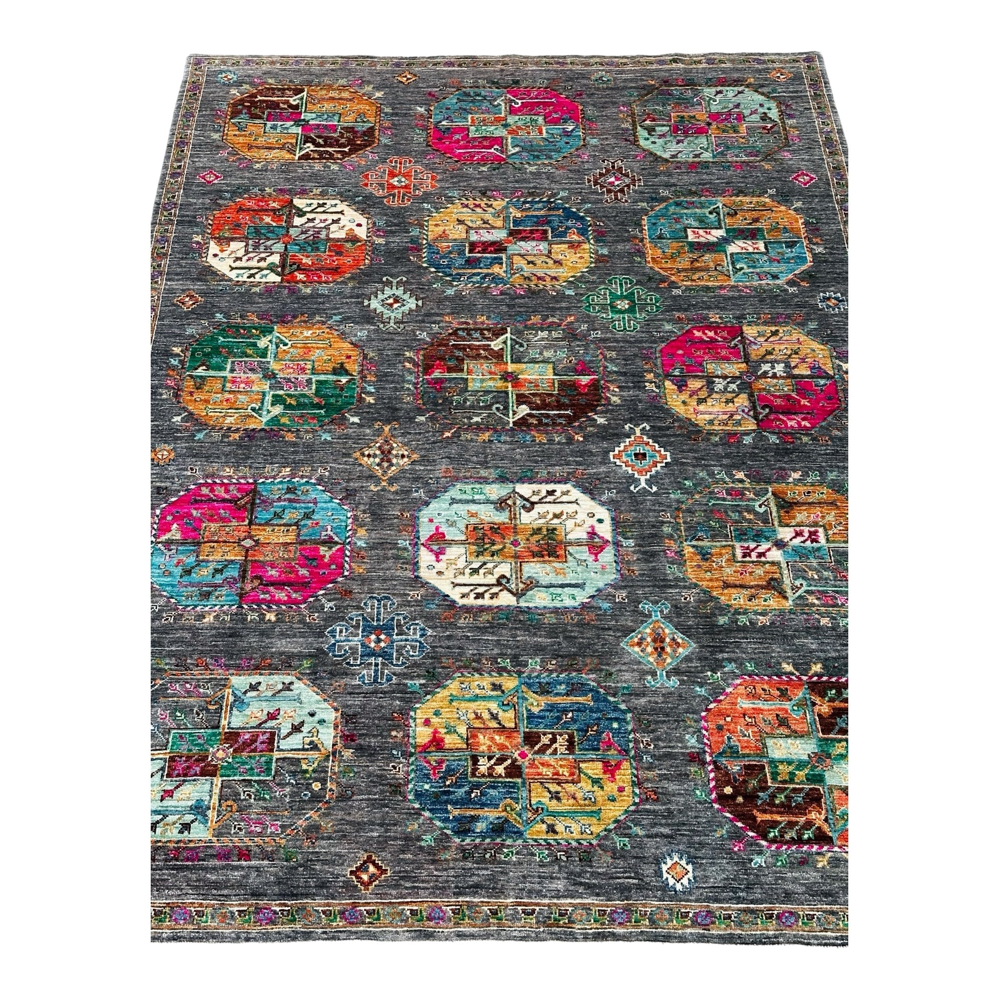Hand-Knotted Afghan Chobi Wool Rug 244 CM x 177 CM SK#14591